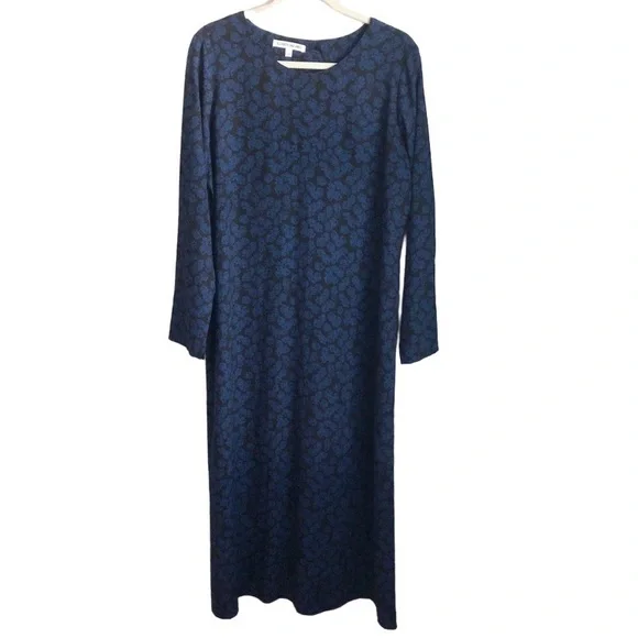 ELIZABETH and James Blue & Black Floral Button Back Maxi Dress L Modest Prairie - Picture 2 of 10